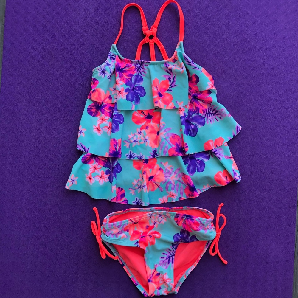 Justice Hibiscus Bathing Suit